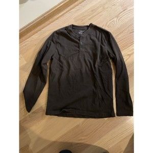 OLD NAVY MEN'S LONG SLEEVE SOFT WASHED BrownBUTTON THERMAL HENLEY SHIRT MEDIUM